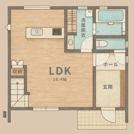 【鳥取市安長】クローバー住工房｜モデルハウスの間取り図(1階)