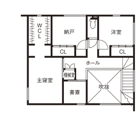 日進市赤池モデルハウス｜自然の力で心地よく暮らす。断熱等性能等級7のオーガニック住宅の間取り図(2階)
