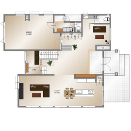【平清水ショールームFIORETTO｜間取図有】「山形蔵王」I.Cから約7分　やましんハウジングプラザ平清水内の間取り図(1階)