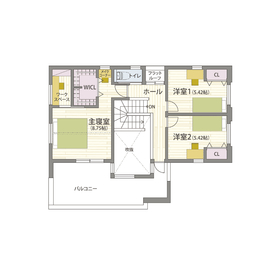 ヤマト住建　住まいのギャラリー和歌山店　（動線に配慮したストレスフリーな家）の間取り図(2階)