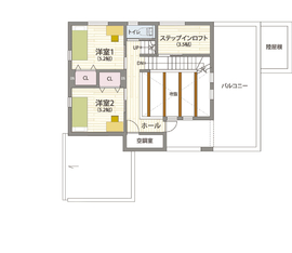ヤマト住建　岡山住宅展示場（Ｒａｋｕｓｉｔｅ－Ｌｉｆｅ）の間取り図(2階)