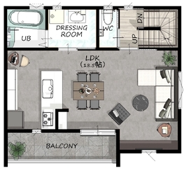 【ヤマイチ住建／東大阪市】若江東町モデルハウスの間取り図(２階)