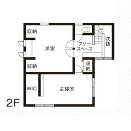 住まいの大栄 新潟市西区坂井 みちまちモデルハウス「ゆったりと、心静かに楽しく過ごす。優悠閑適の家」の間取り図(2階)