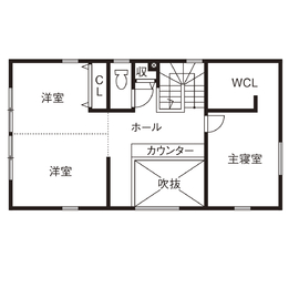 【カメヤグローバル／岸和田市】スーパーウォール工法のモデルハウスの間取り図(2階)