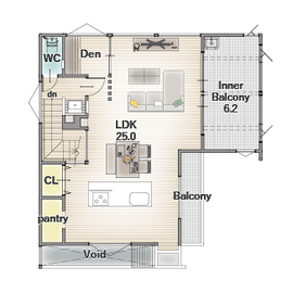 maison terrace ~陽だまりテラスのある家~の間取り図(2階)