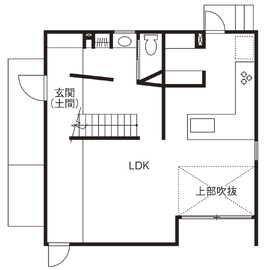 【岐阜市】リグスタイルカンパニー｜29坪のリアルサイズ。広い土間のある開放的な家＜北一色モデルハウス＞の間取り図(１階)