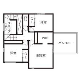 【可児市｜ひかりハウジング】ハイスペックな高断熱・全館空調が心地よく包む「可児市下切モデルハウス」の間取り図(2階)