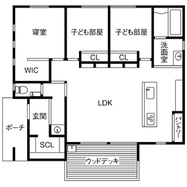 【cozy house（コージーハウス）｜島田市 期間限定モデルハウス】日常を忘れるカフェのようなかわいい平屋の間取り図(1階)