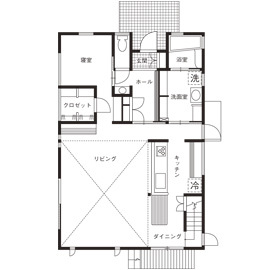 棟匠の「沖縄・読谷村モデルハウス」の間取り図(1階)