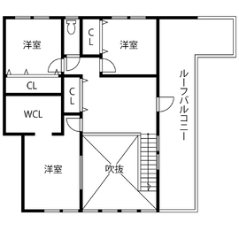 【奈良広陵モデルハウス】ニューヨークにあるようなリゾートモデルハウス（見学予約制）の間取り図(2階)
