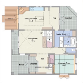 スウェーデンハウス 帯広モデルハウスの間取り図(1階)