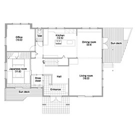 スウェーデンハウス 松戸モデルハウスの間取り図(1階)