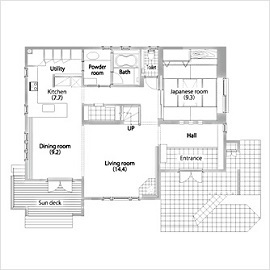 スウェーデンハウス 藤沢モデルハウスの間取り図(1階)