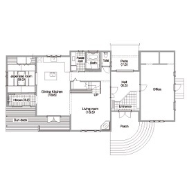 スウェーデンハウス 静岡モデルハウスの間取り図(1階)