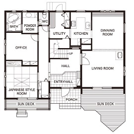スウェーデンハウス 広島モデルハウスの間取り図(1階)