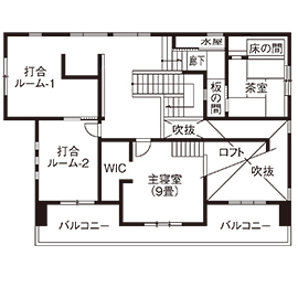 牛田住宅展示場[アスタ]　【東亜ハウス】ZERO  CREA（ゼロクリエ）モデルハウスの間取り図(2階)