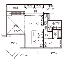 東亜ハウス【春日野】／24時間快適な「エアロテック」搭載、「Residencia（レジデンシア）」モデルハウスの間取り図(1階)