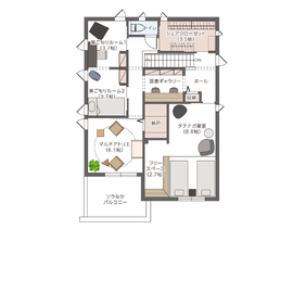 【君津市】これからの暮らしを見据えたイマドキ家族の家－君津展示場－の間取り図(2階)