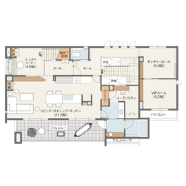 【足立区】豊かな都市生活を満喫する二世帯住宅－加平展示場－の間取り図(2階)