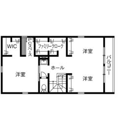 【青梅市】シンプルだけど実用性の高いプランが魅力の高性能モデルハウスの間取り図(2階)