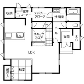 【要予約】タマホーム堺支店モデルハウスの間取り図(１階)