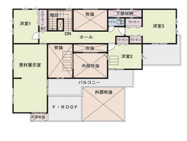 【古河林業の家 藤沢展示場】自然素材と木の香りいっぱい コートハウス型 ＠湘南モールフィル隣接 駐車場有の間取り図(2階)