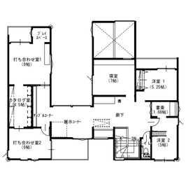 【古河林業の家 小山展示場】回遊性の家事動線・収納充実リアルサイズ展示場＠イオン小山店向かい 駐車場有の間取り図(2階)