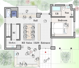 【積水ハウス　レグヌムコート品川シーサイド展示場】駐車場有・土地紹介可能＠品川シーサイド駅徒歩3分の間取り図(１階)
