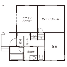 【オンライン無料相談会開催】《ヒロ建工モデルハウス》コンパクトリッチなスキップフロアの家の間取り図(1階)