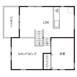 【オンライン無料相談会開催】《ヒロ建工モデルハウス》コンパクトリッチなスキップフロアの家の間取り図(2階)