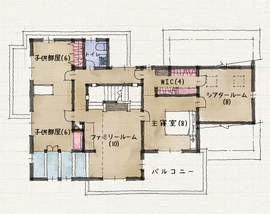 【古河市】サンワ設計の古河展示場の間取り図(2階)
