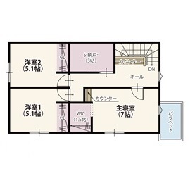 【埼玉県／羽生市大字須影下川田／SODATEL】アウトドアの雰囲気や遊び心を感じられる住まいの間取り図(2階)