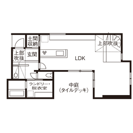 【三重県鈴鹿市｜オオトリ建設】延床31坪｜鈴鹿モデルハウス＜リトリート＞の間取り図(１階)