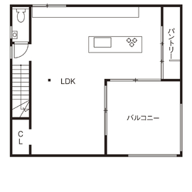 【ハウスクラフト｜菰野ギャラリー GLAMP】2階リビング×バルコニーの「空と暮らす家」／予約制の間取り図(2階)