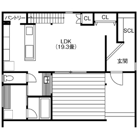 【ハウスクラフト｜三重郡菰野町】スタイリッシュかつ飽きのこない、上質なデザインに注目／予約制の間取り図(1階)