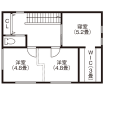 【ハウスクラフト｜三重郡菰野町】スタイリッシュかつ飽きのこない、上質なデザインに注目／予約制の間取り図(2階)