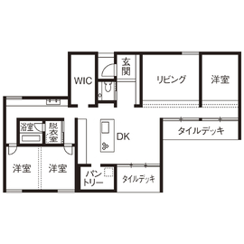 【ハウスクラフト｜芸濃ガーデン 平屋】北欧の空気感と一体感「家族がつながる平屋」／予約制の間取り図(1階)