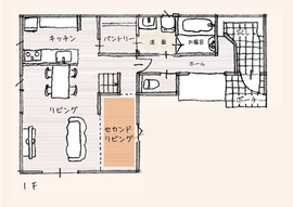 「sodatsu house no.1」八幡モデルの間取り図(1階)