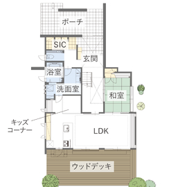 【AREX豊田住宅展示場】機能性と美しさを兼ね備えた、デザイナーチームによるこだわりの住空間の間取り図(1階)