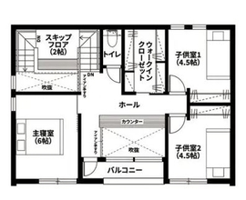 【家族と、悠悠。悠悠ホーム】熊本白藤モデルハウスの間取り図(2階)