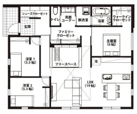 北九州市若松区浜町【平屋】モデルハウスの間取り図(1階)