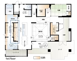 【石友ホーム】アイラ　彦根ベルロード住宅博モデルハウスの間取り図(１階)