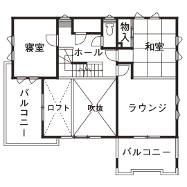 【宇都宮市野沢町】全館空調の快適さに包まれた「家族時間」と「女性ゴコロ」を大切にした家の間取り図(2階)