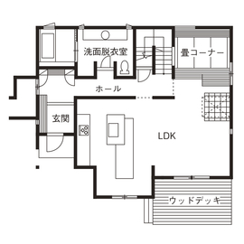 木と漆喰の心地よい自然素材。シンプルで温かみのある空間のモデルハウス/前橋市の間取り図(1階)