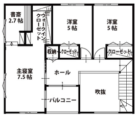 菊池郡菊陽町｜北欧のシンプルで丁寧な暮らしを叶える家「ACTUS LABO」の間取り図(2階)