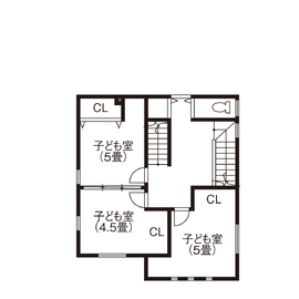 合志市竹迫｜ホテルのように生活感のないシンプルな空間、ゆったりくつろげる35坪4LDKの等身大モデルハウスの間取り図(2階)