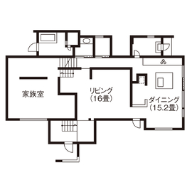 「き」なりの家コンセプトハウス／蓄熱床暖房棟（スキップフロア）の間取り図(2階)