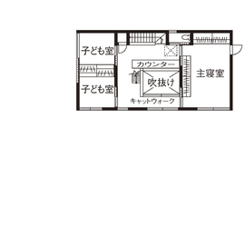 【丸正渡邊工務所】甲府市｜建築家設計のモデルハウス「甲府の家」。心地よさを生み出す手法に脱帽の間取り図(2階)