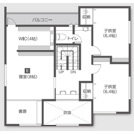 ステーツ燕三条展示場（A棟・B棟）【燕市井土巻】の間取り図(B：２階)