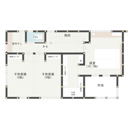 ステーツ埼玉支店 熊谷市円光モデルハウス「コンパクトな居住空間に開放感と機能性を詰め込んだ家」の間取り図(2階)